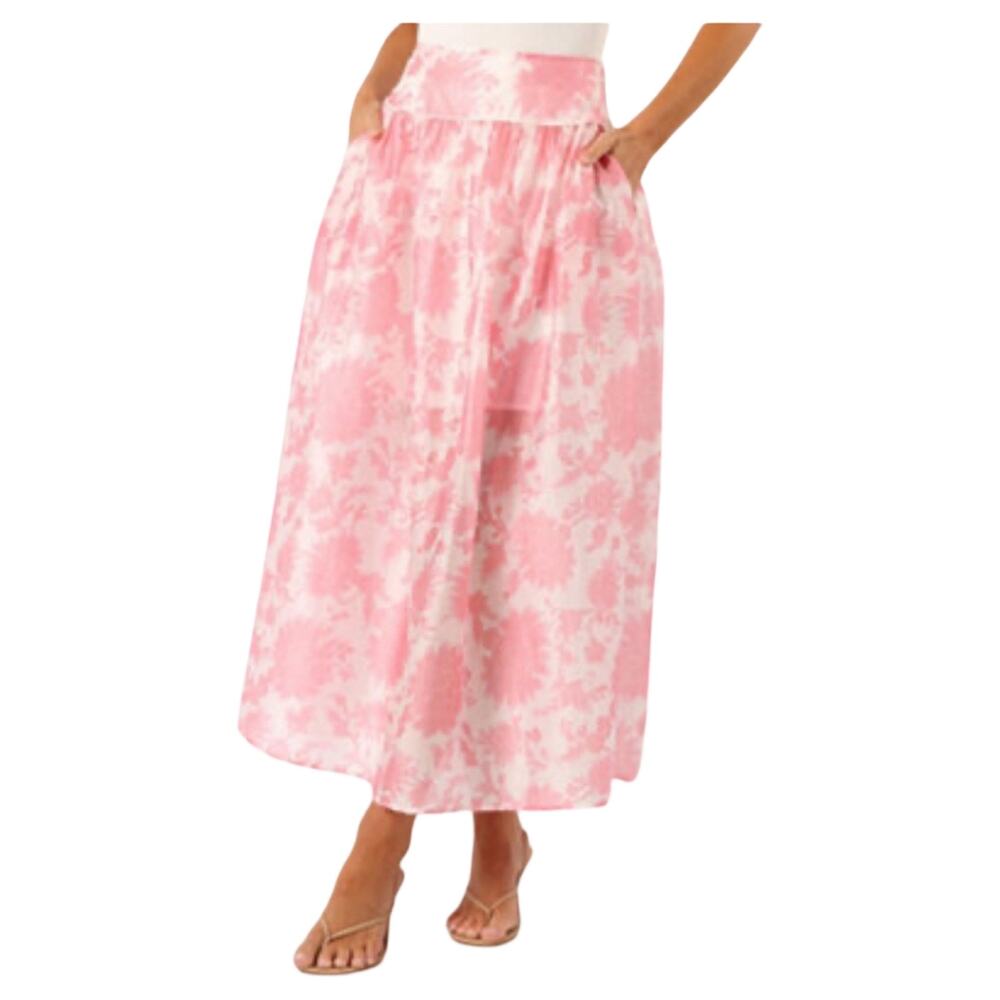 Petal & Pup Miami maxi skirt pink white size Large L